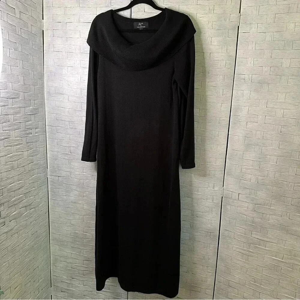 Lennie for Nina Leonard women’s sweater dress black‎ evening Whimsigoth
